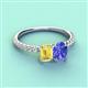 3 - Galina 7x5 mm Emerald Cut Yellow Sapphire and 8x6 mm Oval Tanzanite 2 Stone Duo Ring 