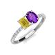 4 - Galina 7x5 mm Emerald Cut Yellow Sapphire and 8x6 mm Oval Amethyst 2 Stone Duo Ring 