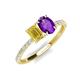 4 - Galina 7x5 mm Emerald Cut Yellow Sapphire and 8x6 mm Oval Amethyst 2 Stone Duo Ring 