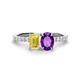 1 - Galina 7x5 mm Emerald Cut Yellow Sapphire and 8x6 mm Oval Amethyst 2 Stone Duo Ring 