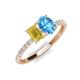 4 - Galina 7x5 mm Emerald Cut Yellow Sapphire and 8x6 mm Oval Blue Topaz 2 Stone Duo Ring 