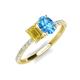4 - Galina 7x5 mm Emerald Cut Yellow Sapphire and 8x6 mm Oval Blue Topaz 2 Stone Duo Ring 