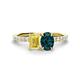 1 - Galina 7x5 mm Emerald Cut Yellow Sapphire and 8x6 mm Oval London Blue Topaz 2 Stone Duo Ring 