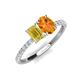 4 - Galina 7x5 mm Emerald Cut Yellow Sapphire and 8x6 mm Oval Citrine 2 Stone Duo Ring 