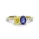 1 - Galina 7x5 mm Emerald Cut Yellow Sapphire and 8x6 mm Oval Iolite 2 Stone Duo Ring 