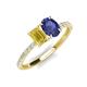 4 - Galina 7x5 mm Emerald Cut Yellow Sapphire and 8x6 mm Oval Iolite 2 Stone Duo Ring 