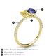 5 - Galina 7x5 mm Emerald Cut Yellow Sapphire and 8x6 mm Oval Iolite 2 Stone Duo Ring 