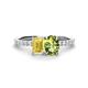 1 - Galina 7x5 mm Emerald Cut Yellow Sapphire and 8x6 mm Oval Peridot 2 Stone Duo Ring 