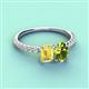 3 - Galina 7x5 mm Emerald Cut Yellow Sapphire and 8x6 mm Oval Peridot 2 Stone Duo Ring 