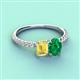 3 - Galina 7x5 mm Emerald Cut Yellow Sapphire and 8x6 mm Oval Emerald 2 Stone Duo Ring 