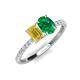 4 - Galina 7x5 mm Emerald Cut Yellow Sapphire and 8x6 mm Oval Emerald 2 Stone Duo Ring 