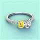 3 - Galina 7x5 mm Emerald Cut Yellow Sapphire and GIA Certified 8x6 mm Oval Diamond 2 Stone Duo Ring 