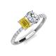 4 - Galina 7x5 mm Emerald Cut Yellow Sapphire and GIA Certified 8x6 mm Oval Diamond 2 Stone Duo Ring 