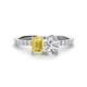 1 - Galina 7x5 mm Emerald Cut Yellow Sapphire and 8x6 mm Oval Forever Brilliant Moissanite 2 Stone Duo Ring 