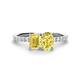 1 - Galina 7x5 mm Emerald Cut and 8x6 mm Oval Yellow Sapphire 2 Stone Duo Ring 