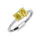 4 - Galina 7x5 mm Emerald Cut and 8x6 mm Oval Yellow Sapphire 2 Stone Duo Ring 