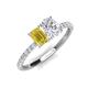 4 - Galina 7x5 mm Emerald Cut Yellow Sapphire and 8x6 mm Oval White Sapphire 2 Stone Duo Ring 