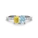 1 - Galina 7x5 mm Emerald Cut Yellow Sapphire and 8x6 mm Oval Aquamarine 2 Stone Duo Ring 