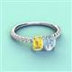 3 - Galina 7x5 mm Emerald Cut Yellow Sapphire and 8x6 mm Oval Aquamarine 2 Stone Duo Ring 