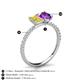 5 - Galina 7x5 mm Emerald Cut Yellow Sapphire and 8x6 mm Oval Amethyst 2 Stone Duo Ring 