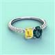 3 - Galina 7x5 mm Emerald Cut Yellow Sapphire and 8x6 mm Oval London Blue Topaz 2 Stone Duo Ring 