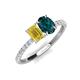 4 - Galina 7x5 mm Emerald Cut Yellow Sapphire and 8x6 mm Oval London Blue Topaz 2 Stone Duo Ring 
