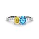 1 - Galina 7x5 mm Emerald Cut Yellow Sapphire and 8x6 mm Oval Blue Topaz 2 Stone Duo Ring 