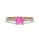 1 - Aurin 6.00 mm Round Lab Created Pink Sapphire and Diamond Engagement Ring 