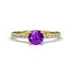 Aurin 6.50 mm Round Amethyst and Diamond Engagement Ring 