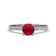 1 - Aurin 6.00 mm Round Ruby and Diamond Engagement Ring 
