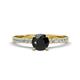 1 - Aurin 6.00 mm Round Black Diamond and Diamond Engagement Ring 