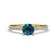 1 - Aurin 6.50 mm Round Blue Diamond and Diamond Engagement Ring 