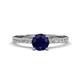 1 - Aurin 6.00 mm Round Blue Sapphire and Diamond Engagement Ring 