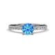 1 - Aurin 6.50 mm Round Blue Topaz and Diamond Engagement Ring 