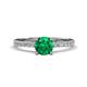 1 - Aurin 6.00 mm Round Emerald and Diamond Engagement Ring 