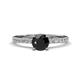 1 - Aurin 6.00 mm Round Black Diamond and Diamond Engagement Ring 