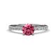 1 - Aurin 6.50 mm Round Pink Tourmaline and Diamond Engagement Ring 