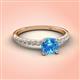 3 - Aurin 6.50 mm Round Blue Topaz and Diamond Engagement Ring 