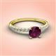3 - Aurin 6.50 mm Round Rhodolite Garnet and Diamond Engagement Ring 