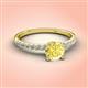 3 - Aurin 6.00 mm Round Lab Created Yellow Sapphire and Diamond Engagement Ring 