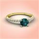 3 - Aurin 6.50 mm Round London Blue Topaz and Diamond Engagement Ring 