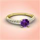3 - Aurin 6.50 mm Round Amethyst and Diamond Engagement Ring 