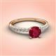 3 - Aurin 6.00 mm Round Ruby and Diamond Engagement Ring 