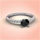3 - Aurin 6.00 mm Round Black Diamond and Diamond Engagement Ring 
