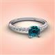 3 - Aurin 6.50 mm Round Blue Diamond and Diamond Engagement Ring 