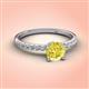 3 - Aurin 6.50 mm Round Yellow Diamond and Diamond Engagement Ring 
