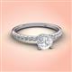 3 - Aurin 6.00 mm Round White Sapphire and Diamond Engagement Ring 
