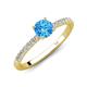 4 - Aurin 6.50 mm Round Blue Topaz and Diamond Engagement Ring 