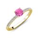 4 - Aurin 6.00 mm Round Lab Created Pink Sapphire and Diamond Engagement Ring 