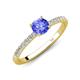 4 - Aurin 6.50 mm Round Tanzanite and Diamond Engagement Ring 